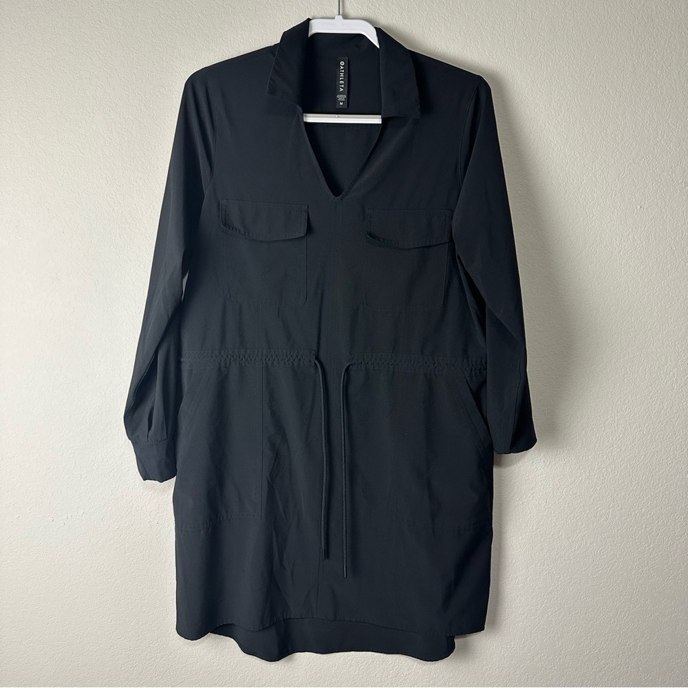 Athleta Black Long Sleeve Athletic Athleisure Zuma Shirtdress Size Medium